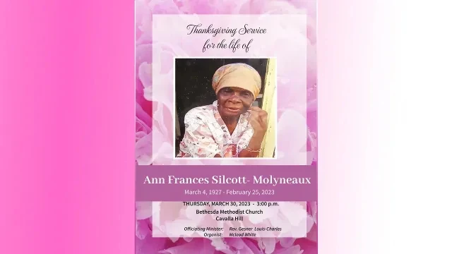 Thanksgiving Service for the Life of Ann Frances Silcott - Molyneaux