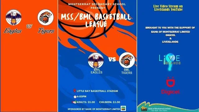 Montserrat Secondary School Basketball Tournament 2023 - Game 2- Tigers vs Eagles - Sponsored by BML