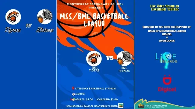 Montserrat Secondary School Basketball Tournament 2023 - Game 3- Tigers vs Rhinos - Sponsored by BML